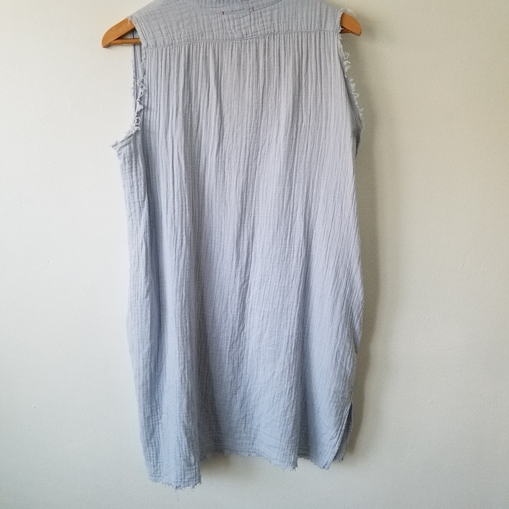 Stark X 100% Cotton Gauze Blue Sleeveless Oversized Tunic Top Size Small - Picture 6 of 13